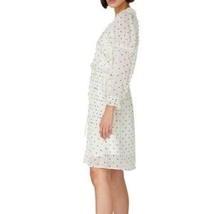 Koche Collective Ivory White Black Polka Dot Ruffled Dress Size 36 US 4